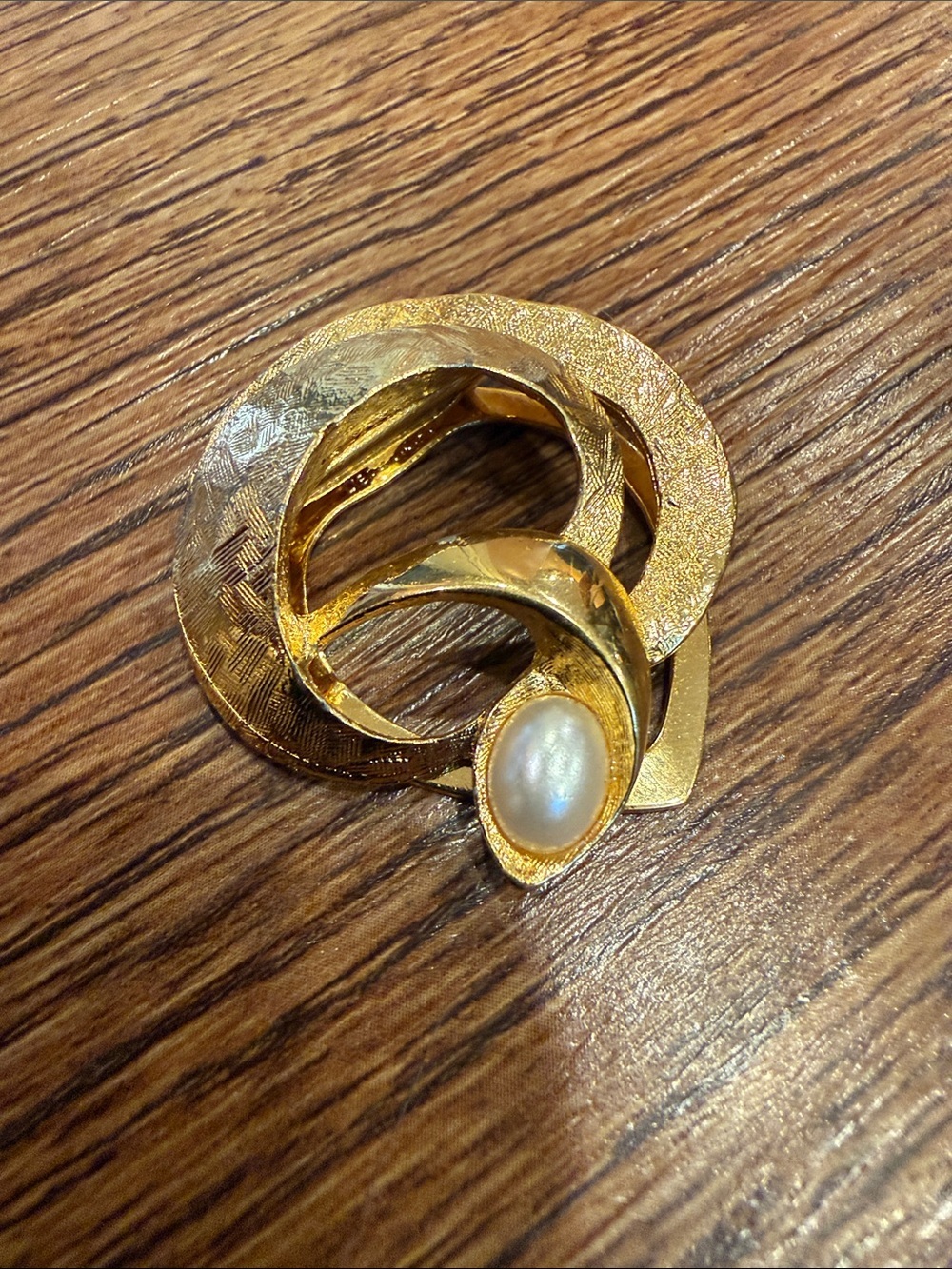 Vintage Lieba Gold-Tone Pearl Accent Brooch
